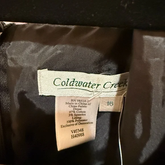 Vintage 2000s Coldwater Creek Black & Pink Midi Cottagecore Dress NWOT - Picture 2 of 6